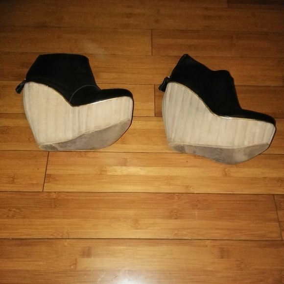 Genuine Leather ELLY CLAY black wedge heels sz 41 - Picture 5 of 8